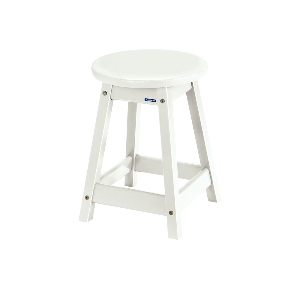 Taburete bajo cuerina blanco