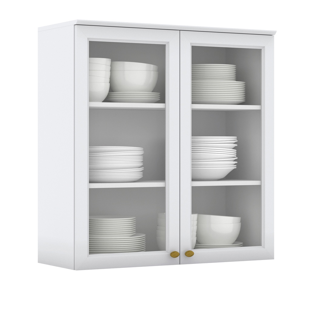Aéreo cocina Americana blanco 2 puertas vidrio 80cm