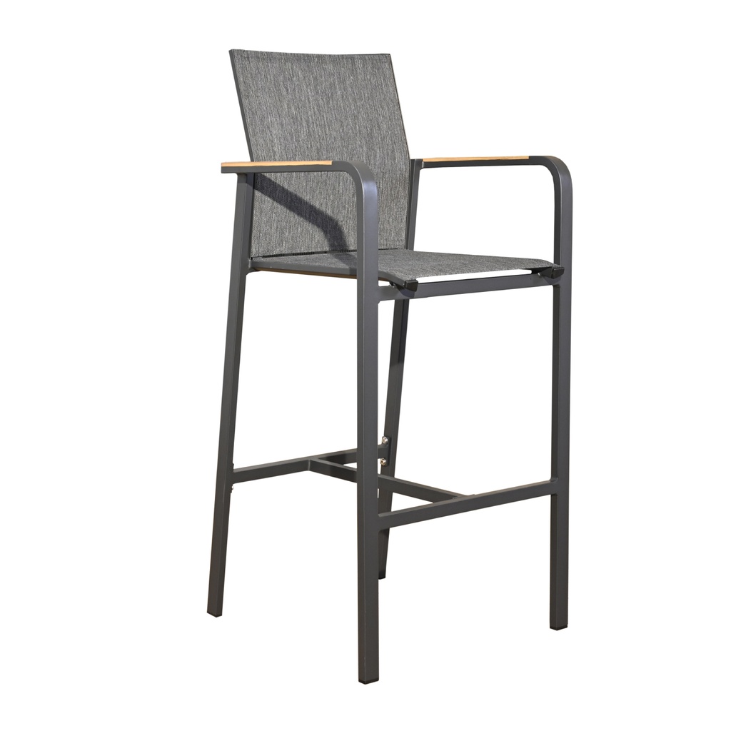 Silla Bar Terraza Palermo grafito teca aluminio Alto104 cm