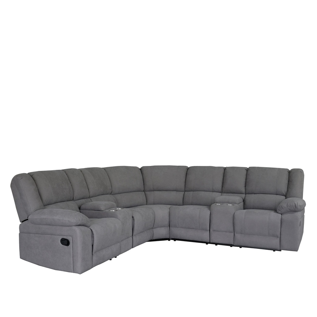 Sofá seccional reclinable Kansas gris claro