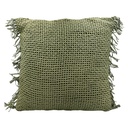 Cojín 45x45cm tejido flecos verde N+