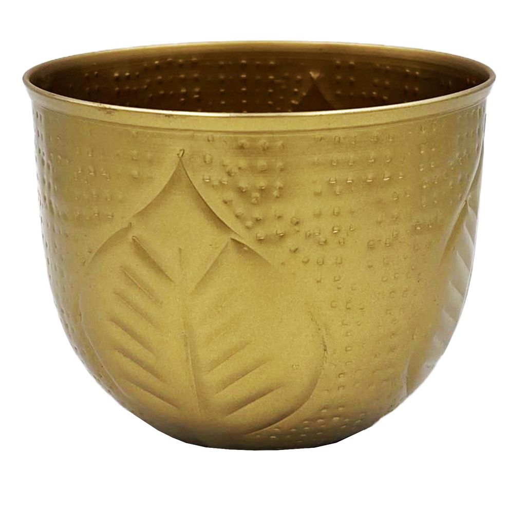 Macetero dorado hojas 13cm