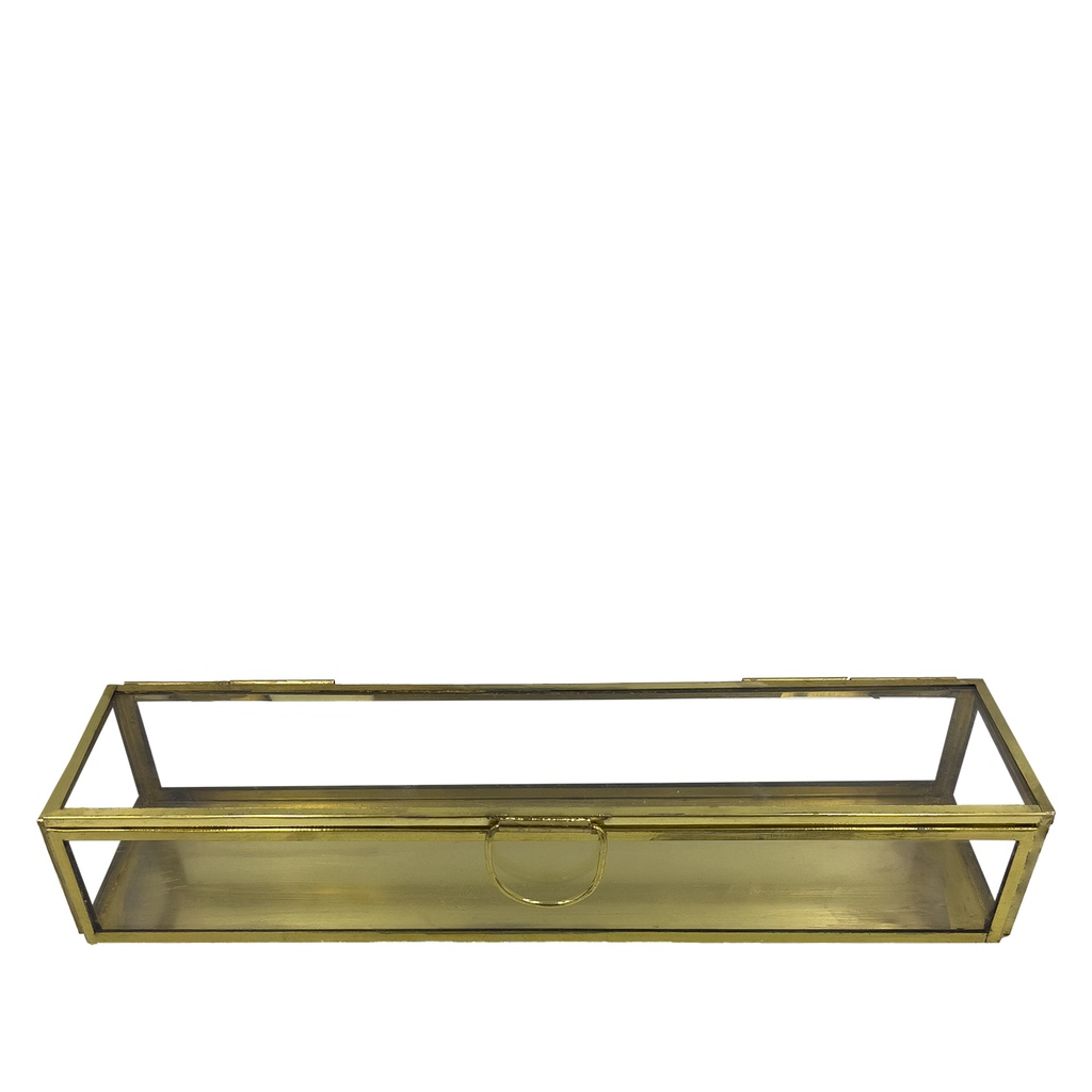 Caja deco dorada vidrio 24x6x4cm