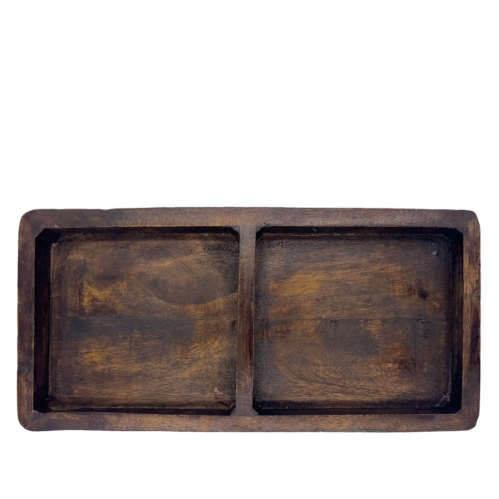 Plato doble madera oscuro 30x15x3,5cm  