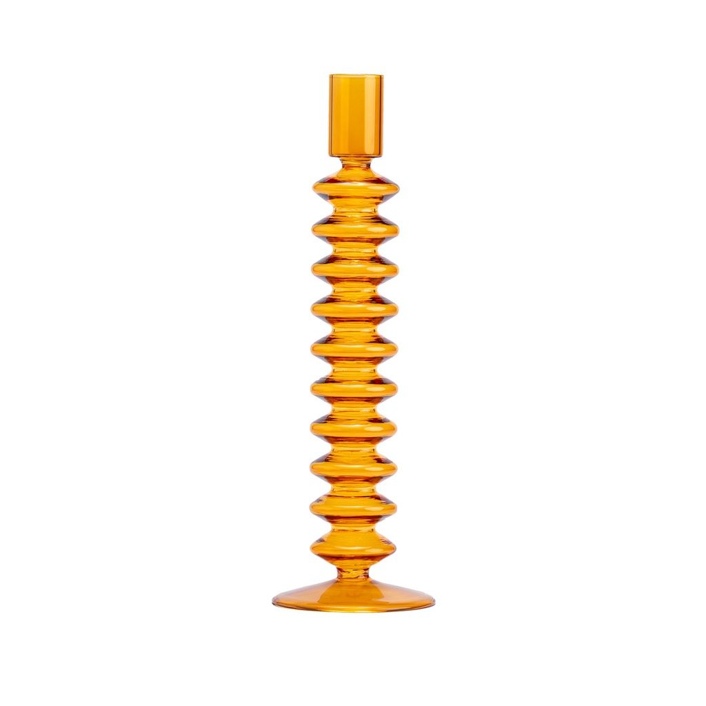 Candelabro vidrio naranjo 26cm