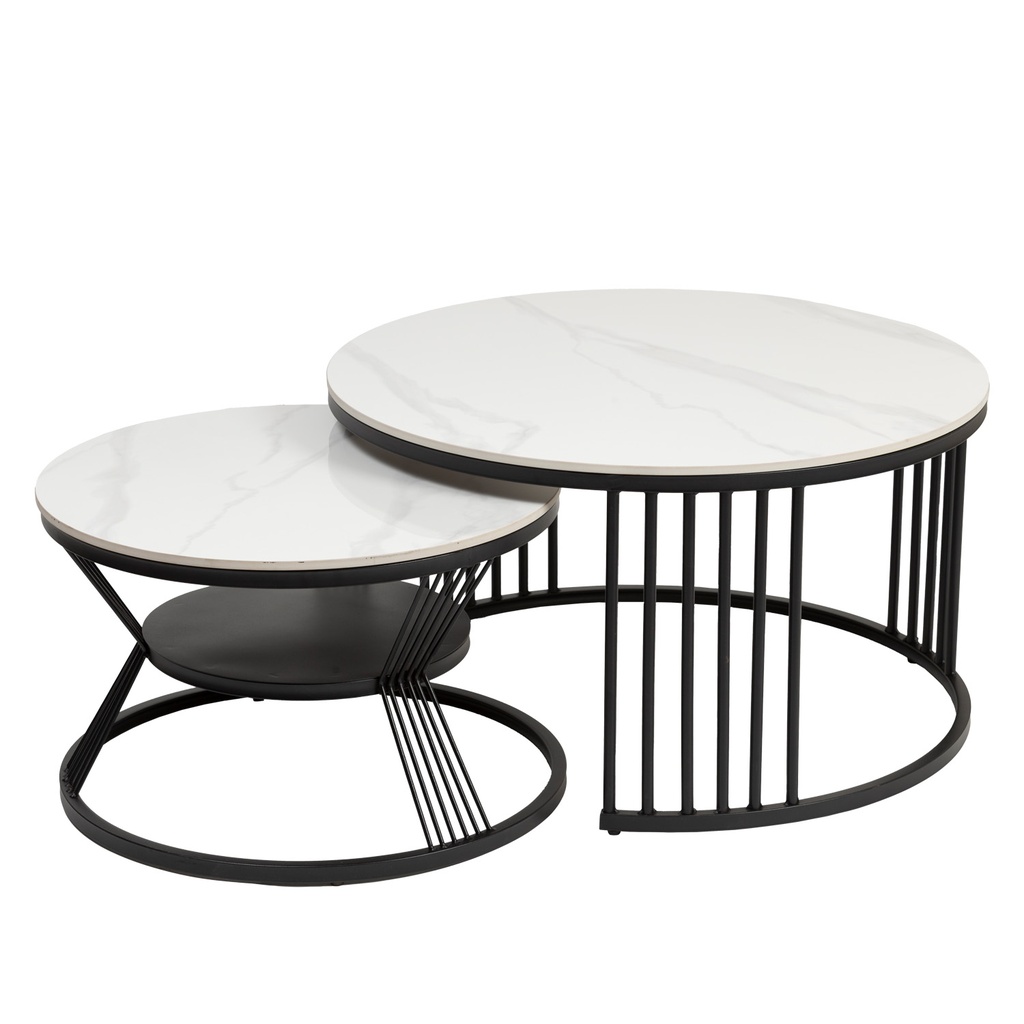 Mesa centro Ferrara set de 2 blanco