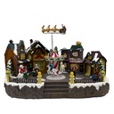 Casa navidad con luz y sonido trineo 35cm