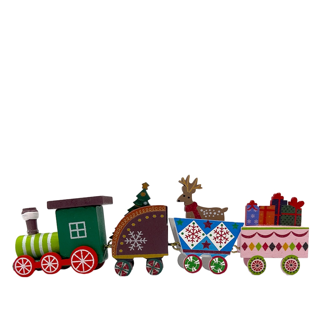 Tren navidad 20cm colores madera