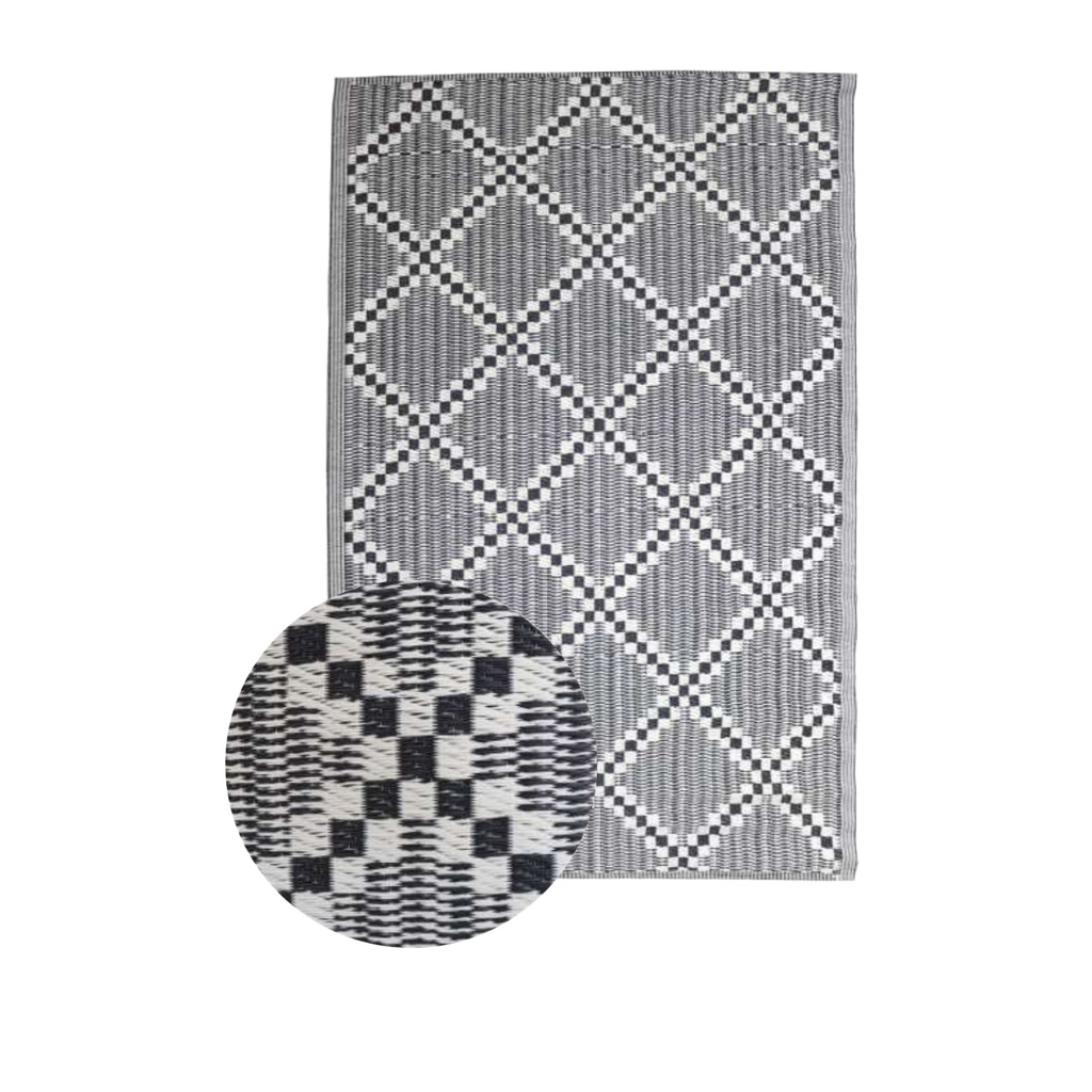 Alfombra Exterior PP Negro/Beige 270x180cm