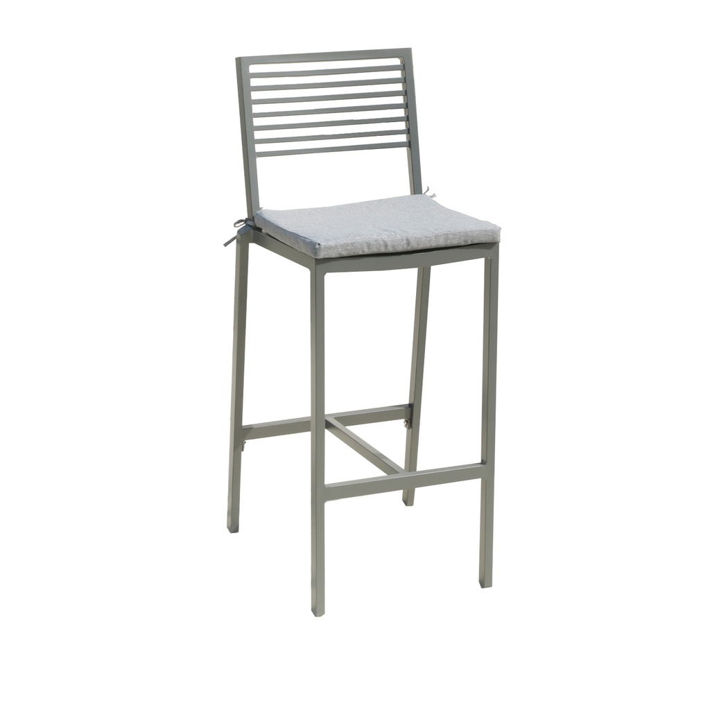 Silla Bar Terraza 40X40X109 gris c/cojín Berna