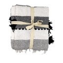 Manta Boho pompones negros 130x170cm
