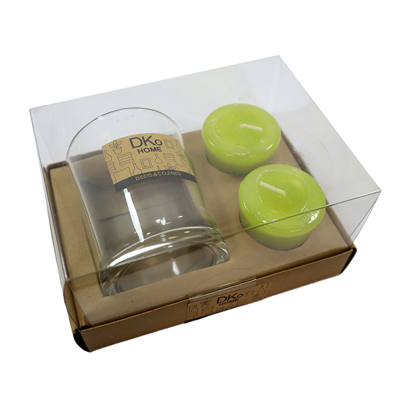 Vela candelabro vidrio  verde 50gr 8cm