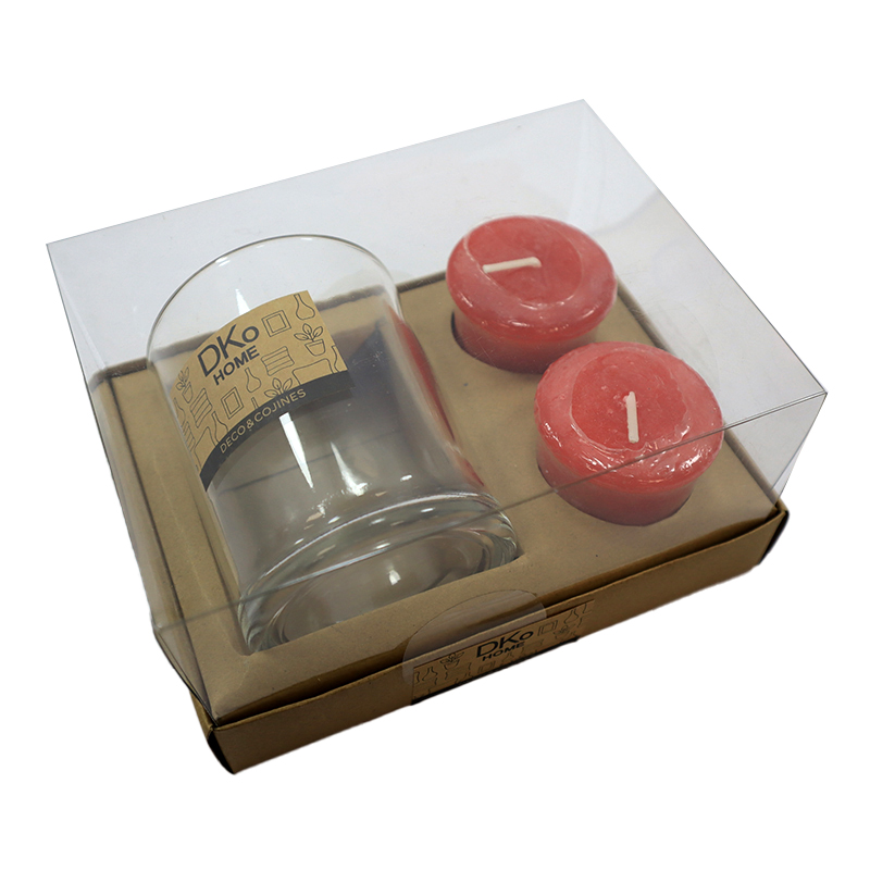 Vela candelabro vidrio rojo 50gr 8cm