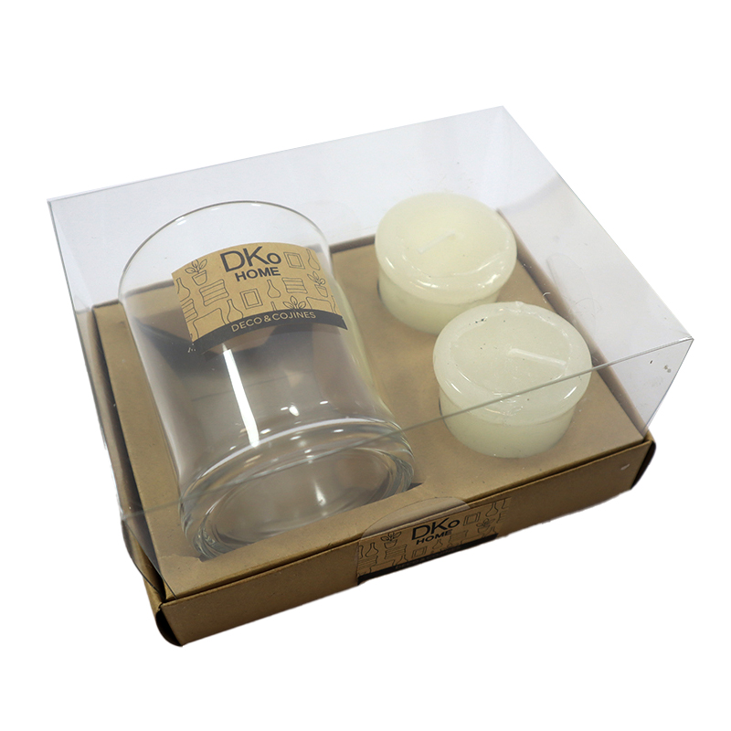 Vela candelabro vidrio beige 50gr 8cm