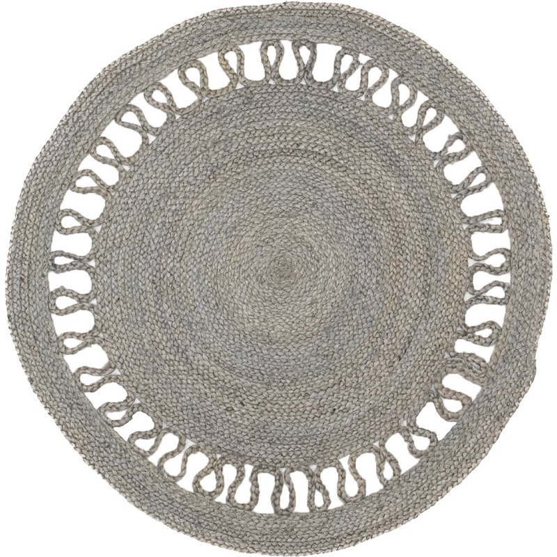 Alfombra living circular gris 90cm