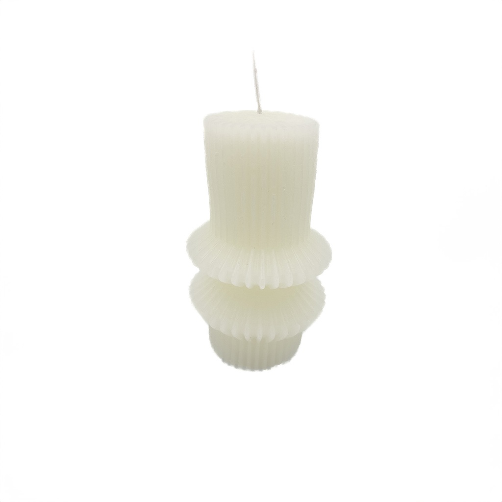 Vela cilindro ondas  blanco 11cm