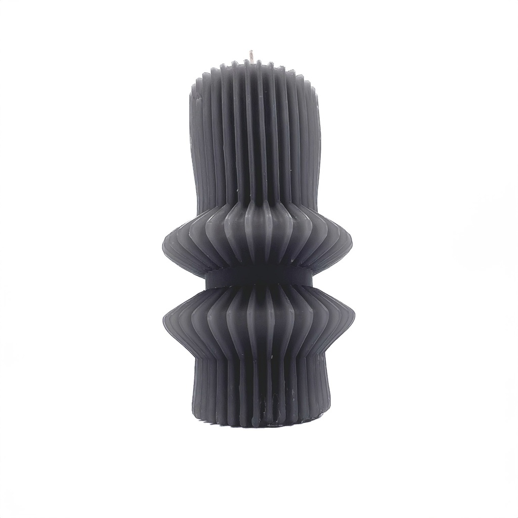 Vela cilindro ondas negro 11cm