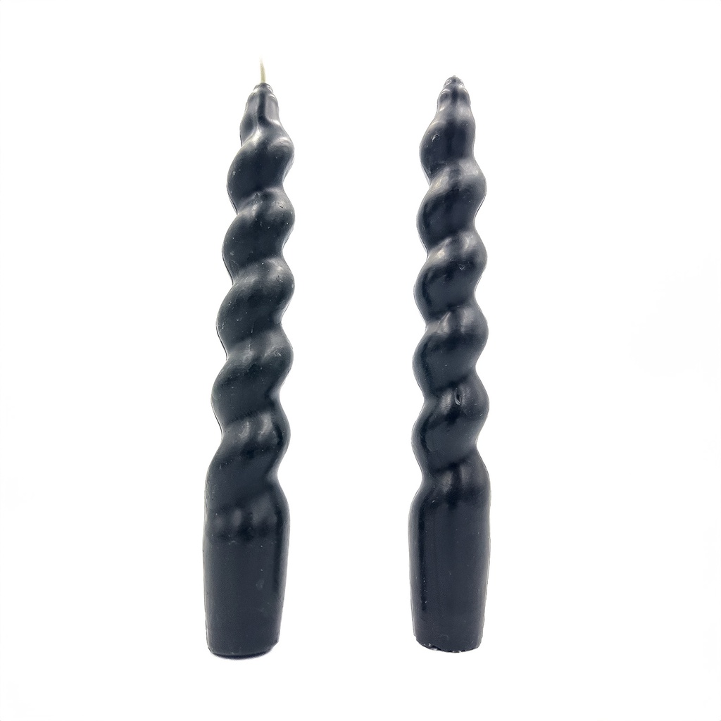 Velas torcidas negro 18cm set de 2