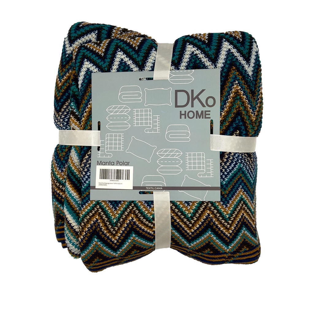 Manta 127x125cm zigzag azul