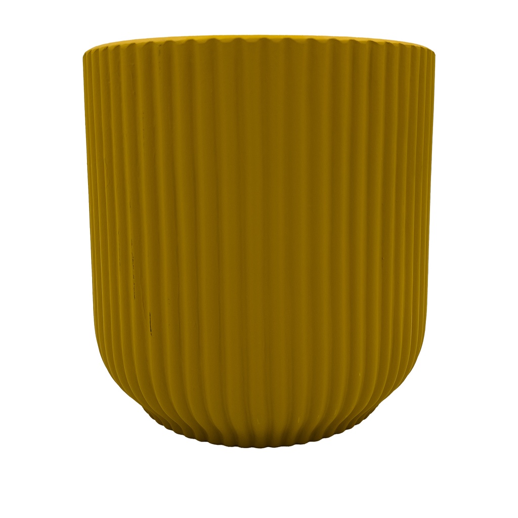 Macetero ranurado mostaza 14cm