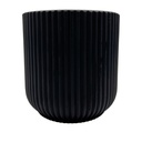 Macetero cerámica 14cm ranurado negro