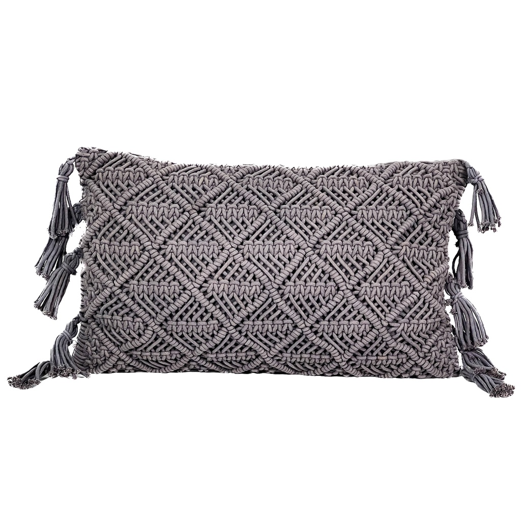 Cojín 30x50cm macrame gris  