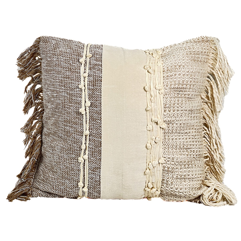 Cojín flecos boho beige 45x45cm 