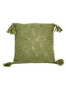 Cojín 40x40cm verde con borlas