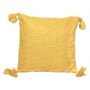 Cojín amarillo con borlas 40x40cm