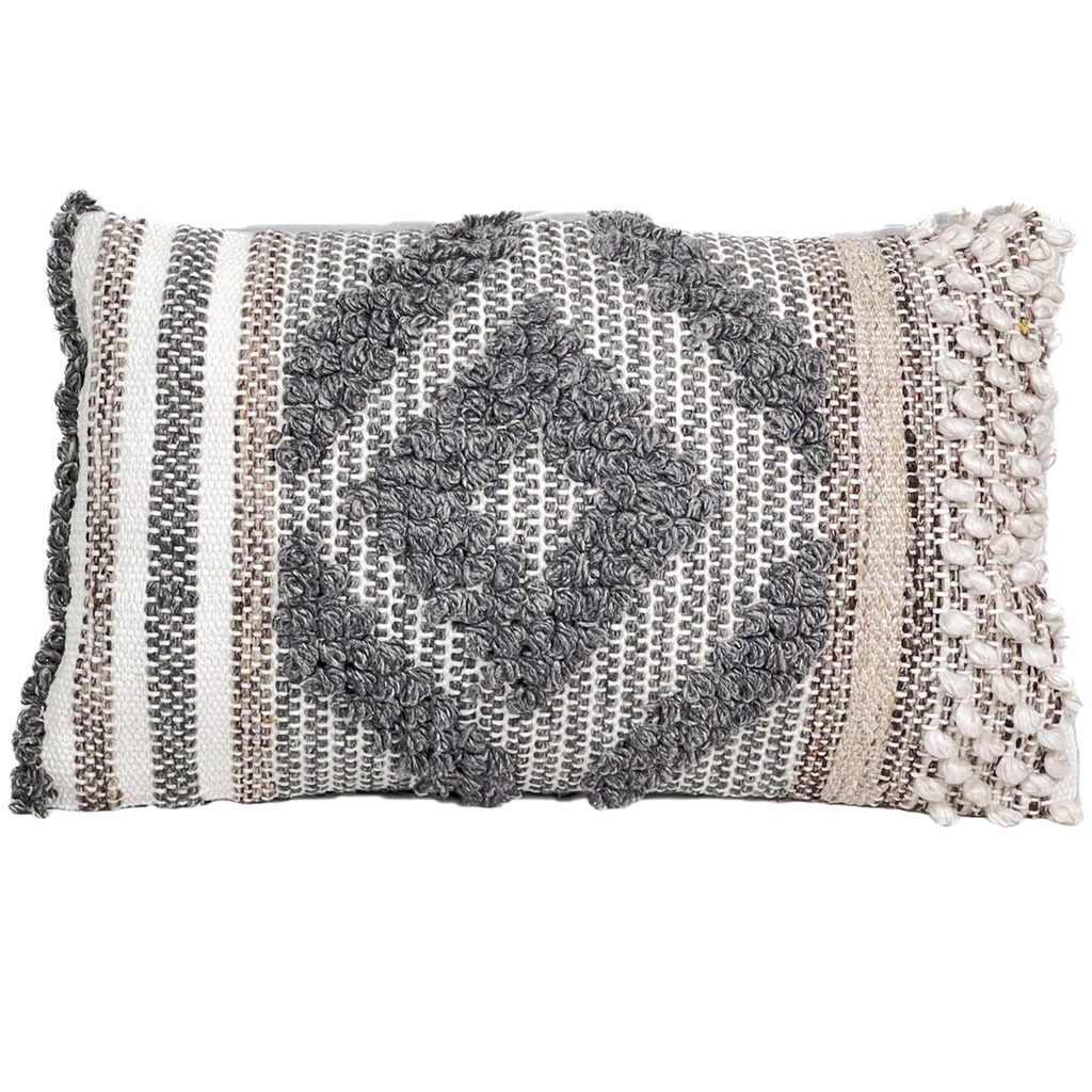 Cojín gris tejido rombo 30x50cm 