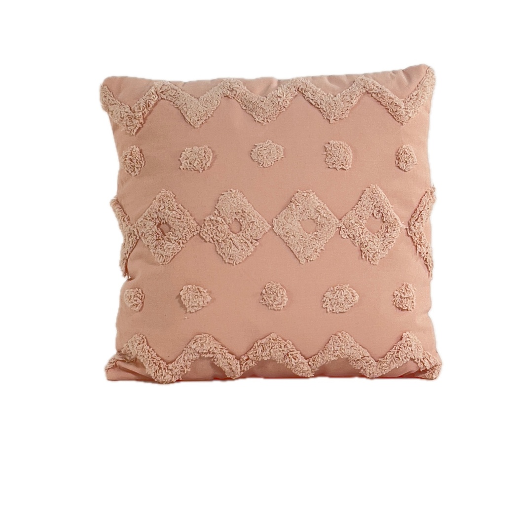 Cojín 45x45cm algodón textura rosa