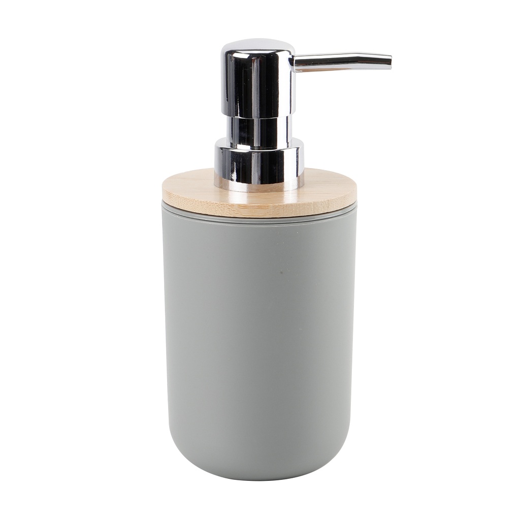 Dispensador jabón plástico gris bambú