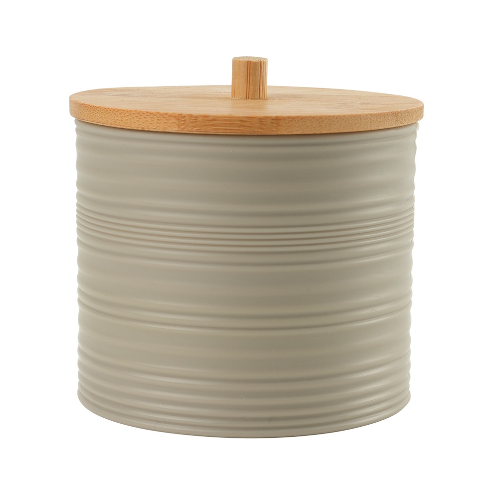 Porta cotonitos plástico estriado beige bambú