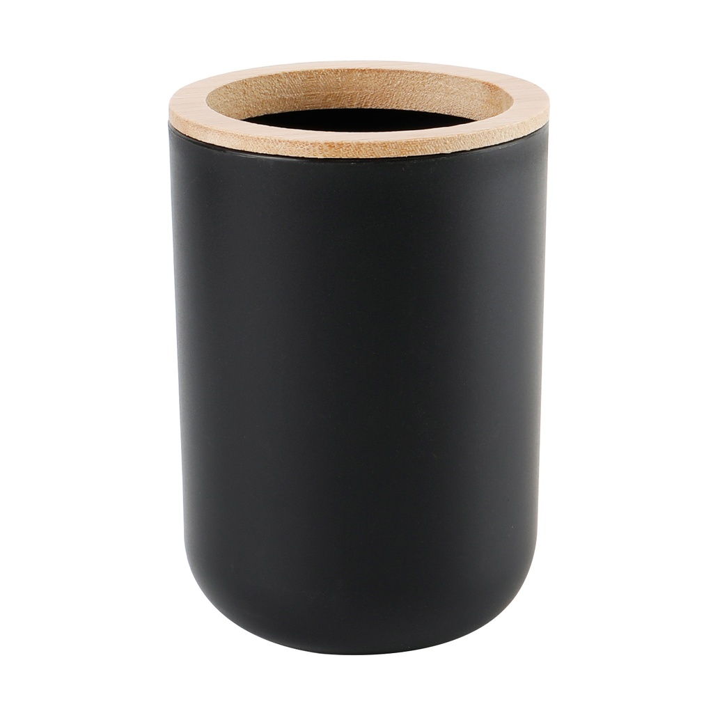 Porta cepillo dientes plástico negro bambú