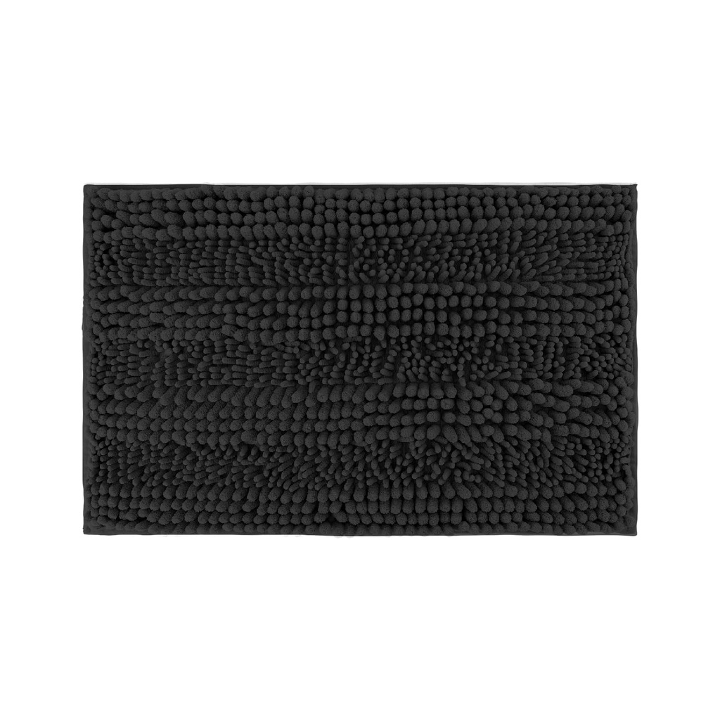 Piso de baño chenilla liso negro 70x45cm