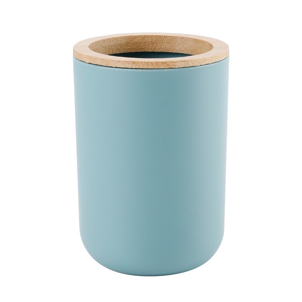 Porta cepillo dientes plástico celeste bambú