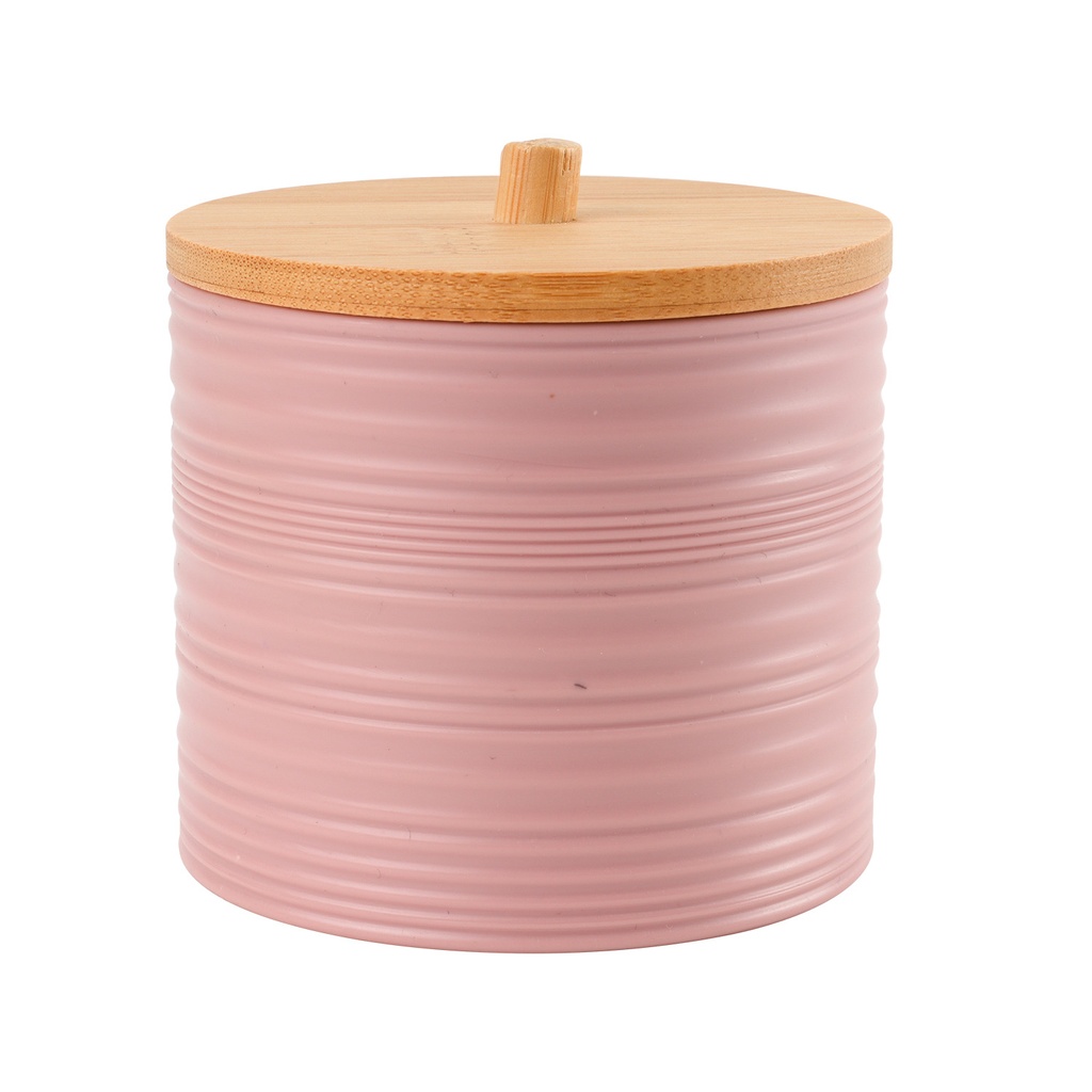 Porta cotonitos plástico estriado rosado bambú