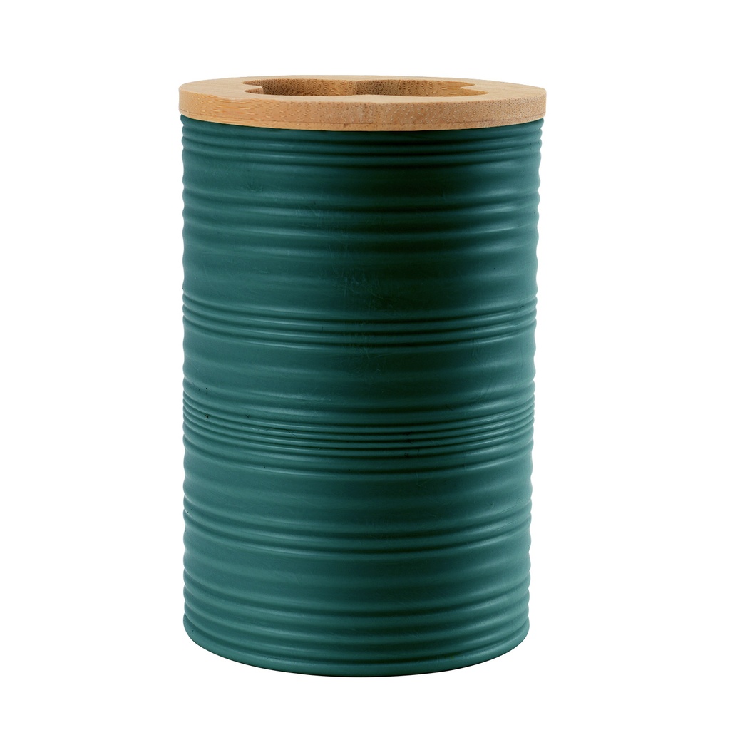 Porta cepillo dientes plástico estriado burdeo bambú