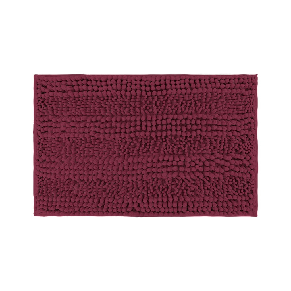 Piso de baño chenilla liso burdeo 70x45cm