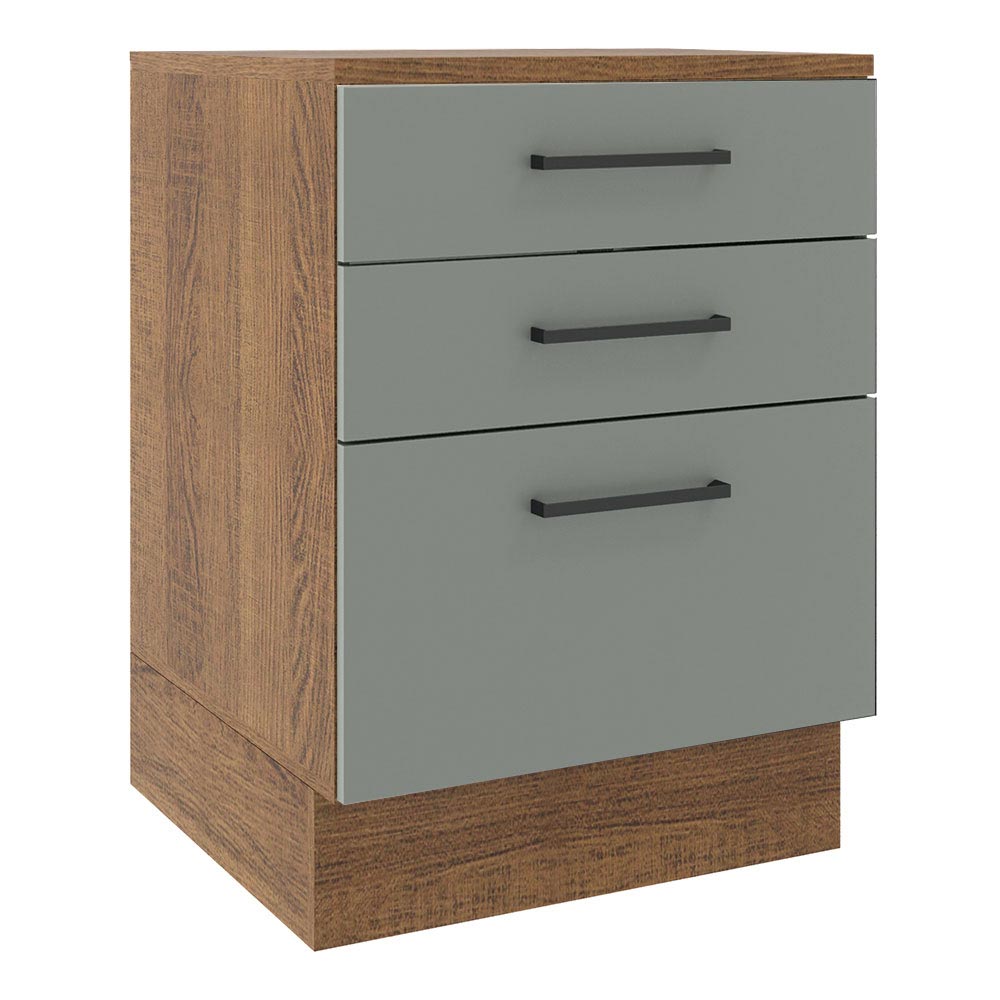 Base cocina Agata gris 3 cajones 60cm
