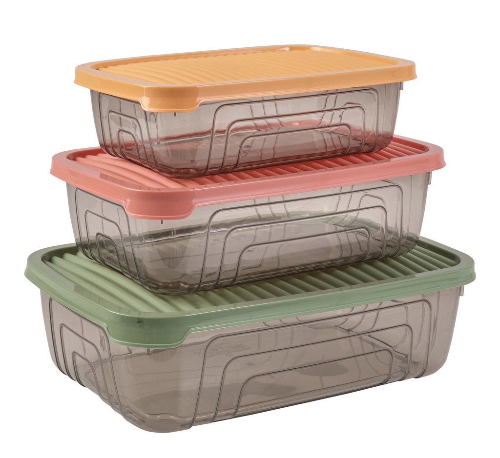 Set 3 Contenedores plásticos multicolor S-M-L