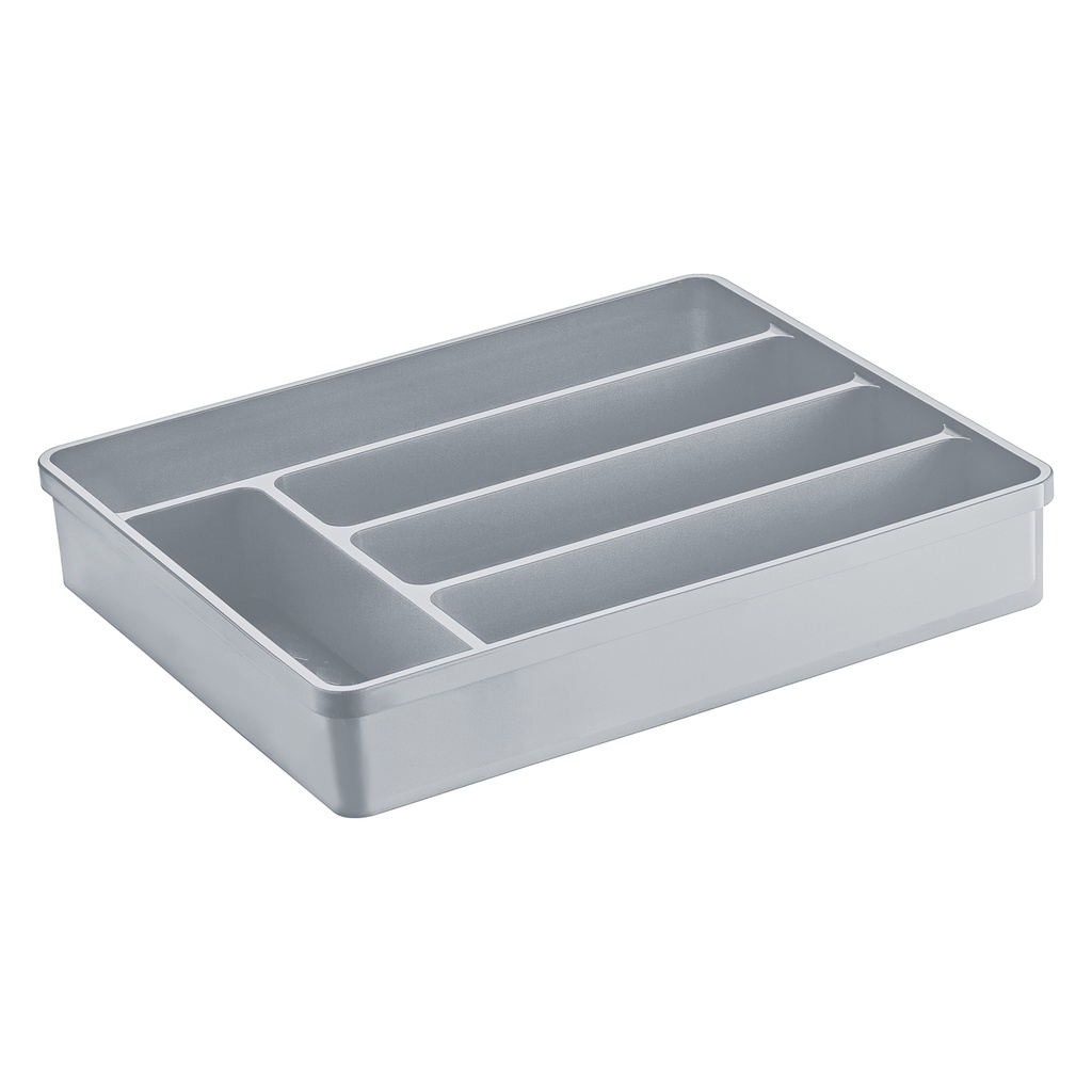Organizador cubiertos plástico gris 35,5x29,6x6cm