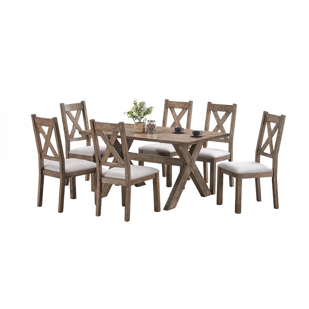Juego comedor 6 sillas Rustic Hevea
