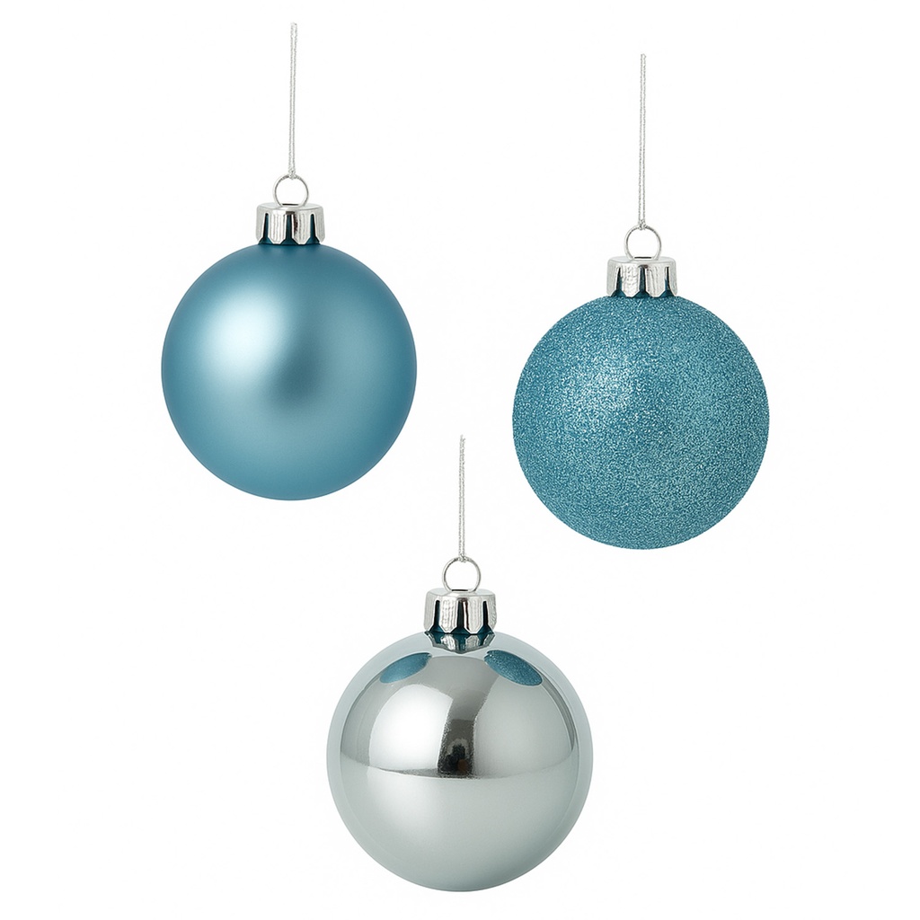 Bola navidad 7cm 20pcs celeste