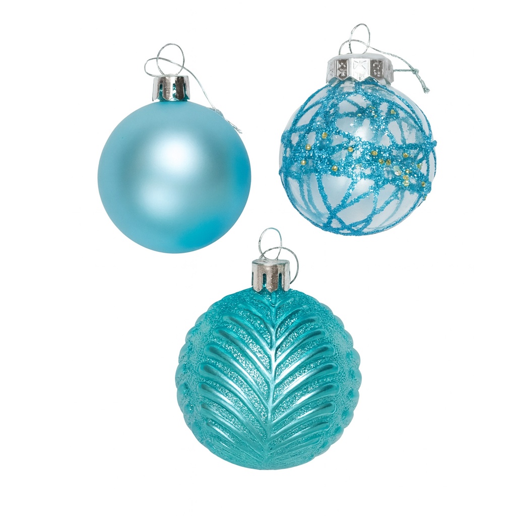 Bola navidad 8cm 12pcs celeste