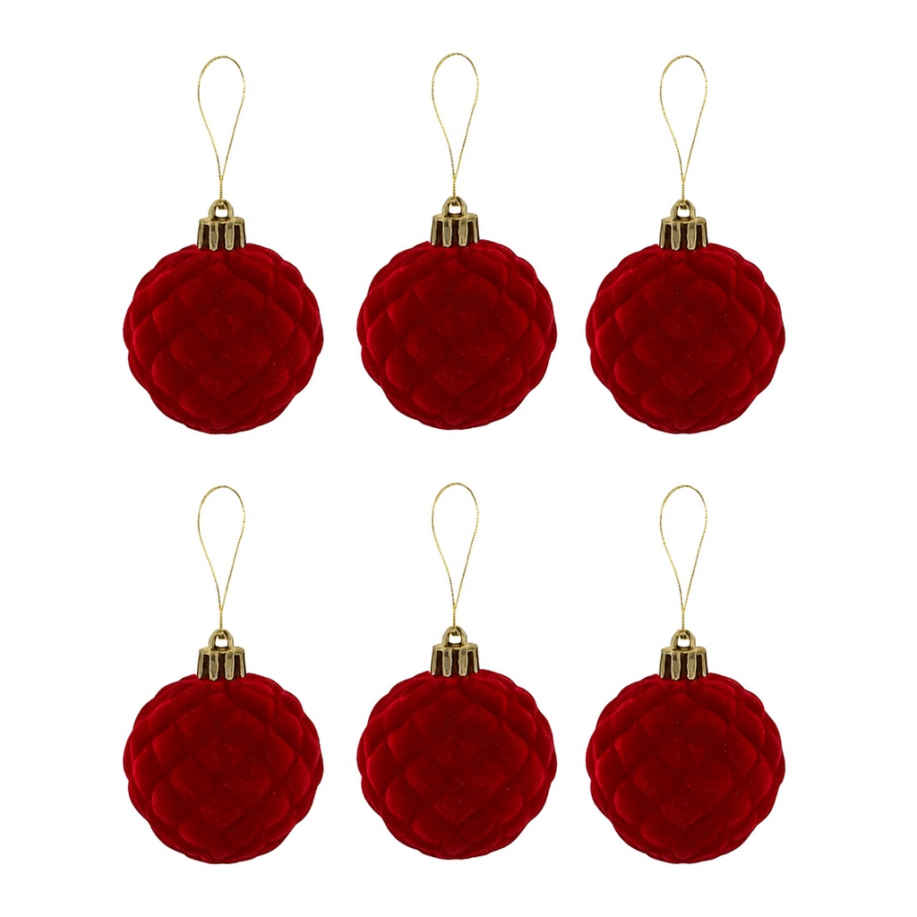 Bolas navidad velvet 6cm 6pcs burdeo