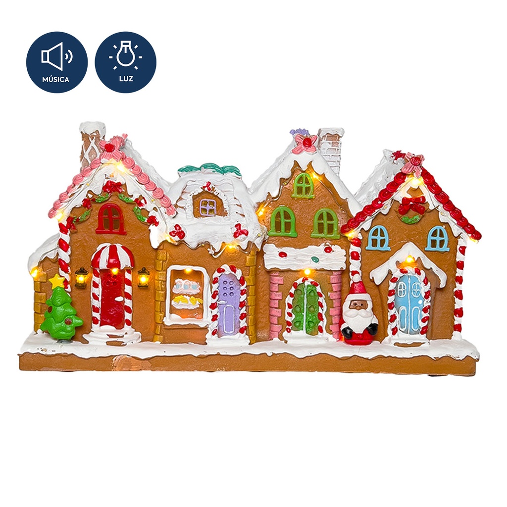 Casa navidad con luz y sonido casa jengibre 32cm