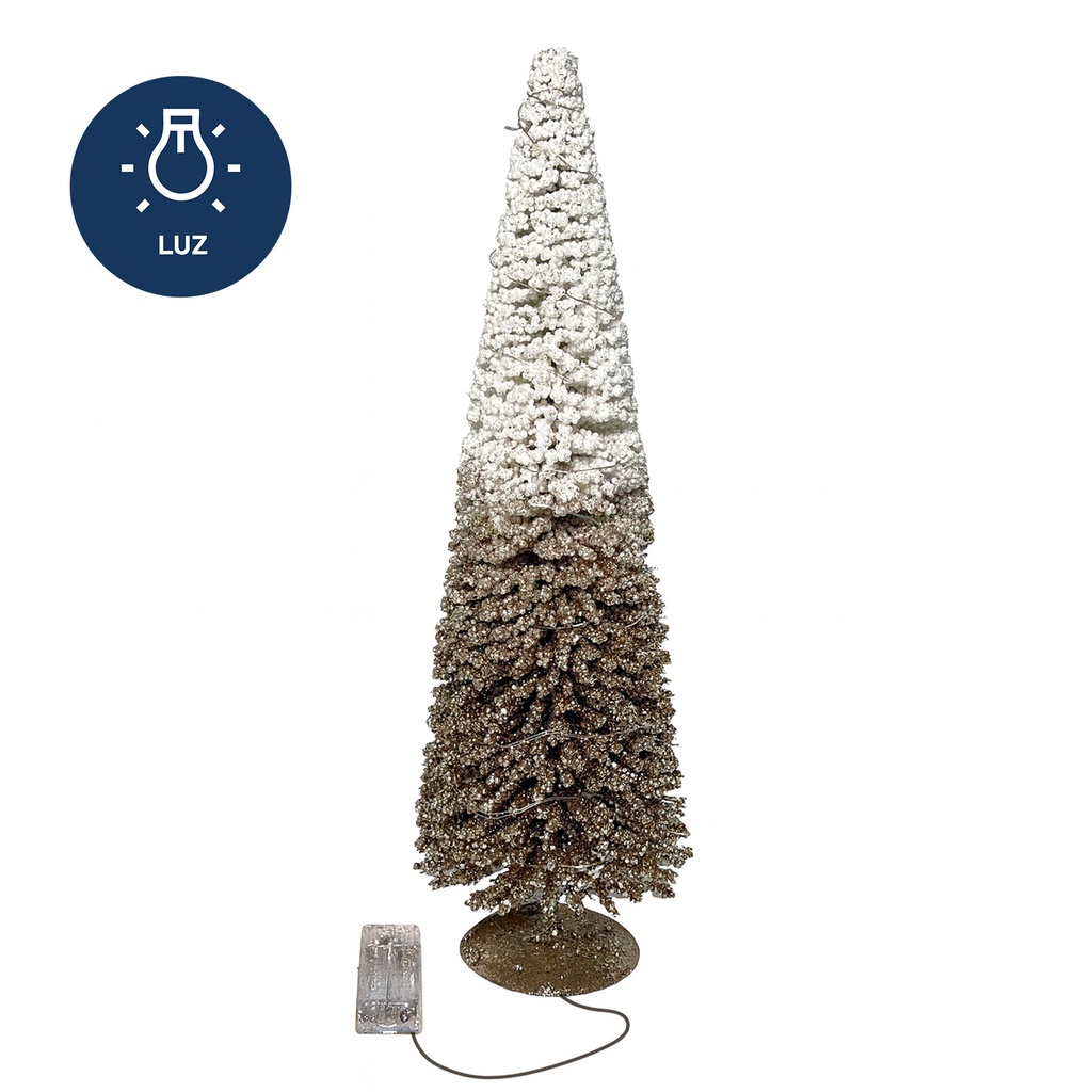 Figura navideña 40cm 20 luces LED árbol dorado