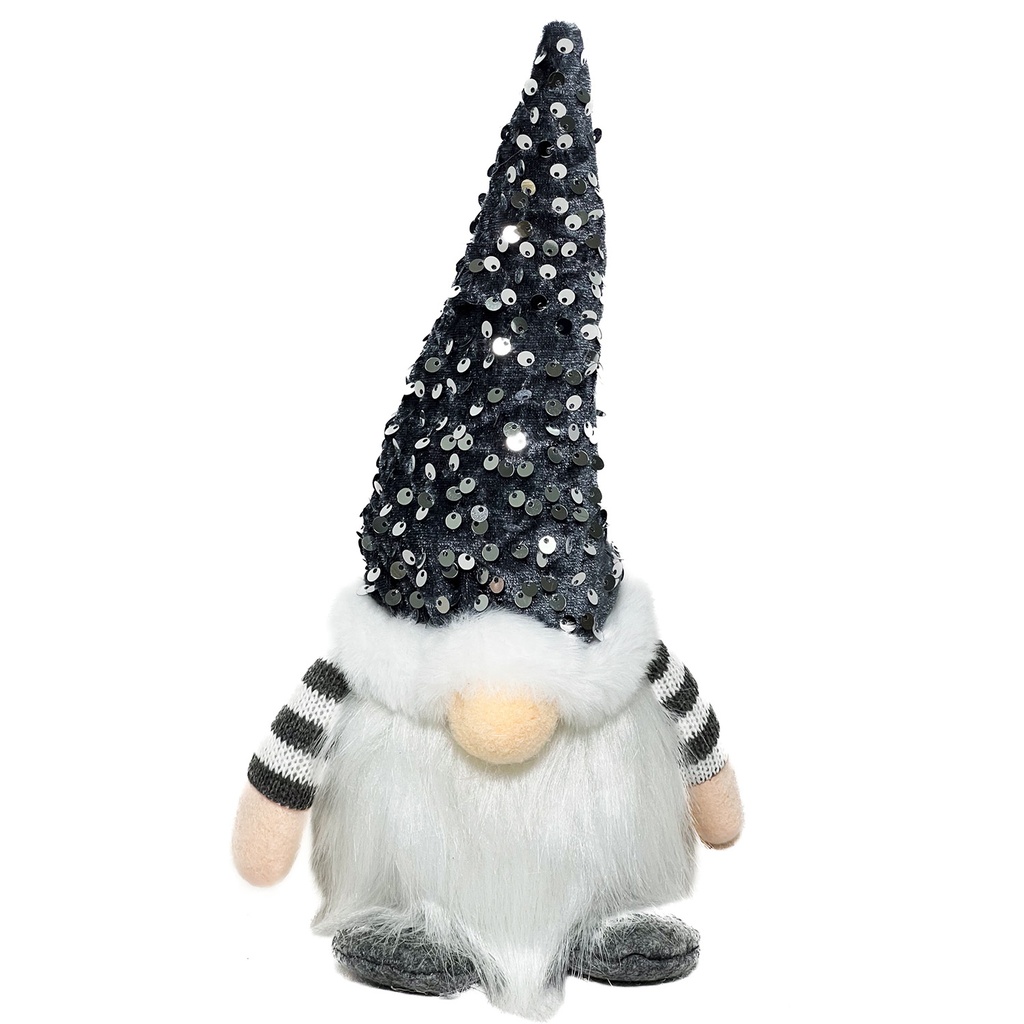 Gnomo navidad con luz gris 28cm