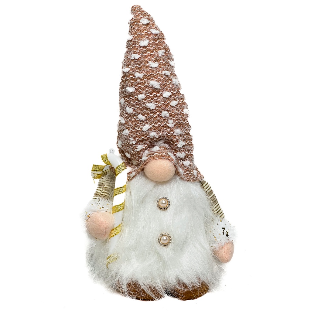 Gnomo navidad con luz dorado 28cm